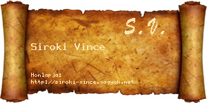 Siroki Vince névjegykártya